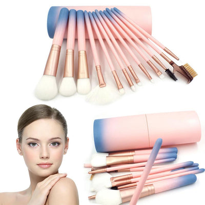 ELECOOL 12Pcs Pink Make Up Brushes Set