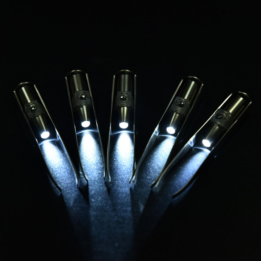1Pc LED Light Stainless Steel Tweezers