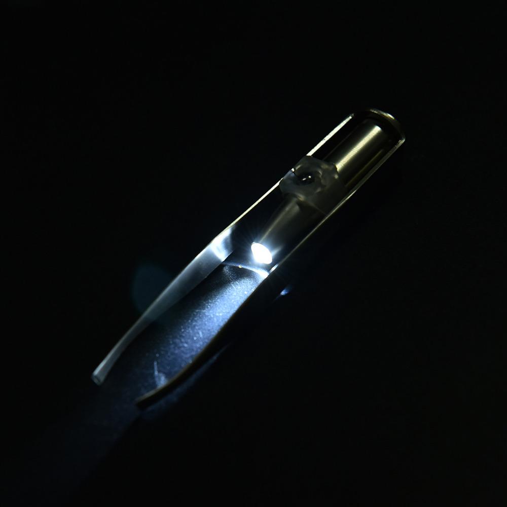 1Pc LED Light Stainless Steel Tweezers